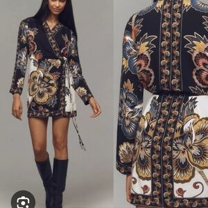 FARM Rio Black Floral Mini Dress